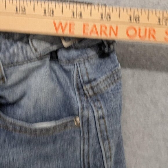 Red Bottoms Jeans Womens 14 Blue Cargo Denim Buckle Strap Wide Leg Baggy Y2K - Picture 6 of 16